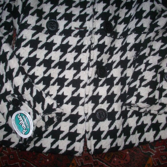 Express Tweed Wool Blend Medium, Black  White Pea Coat Preppy Academia Lined - Picture 9 of 16